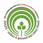 Logo SVLFG: anerkannte Fortbildungsstätte für Waldbesitzerkurse